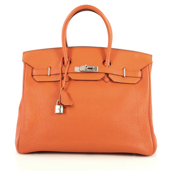 Hermes Birkin Handbag Orange Togo with Palladium Hardware 35 Orange 44112109