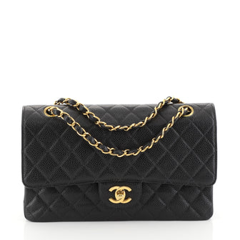 Chanel Vintage Classic Double Flap Bag Quilted Caviar Medium Black 4411210