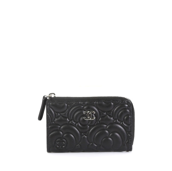 Chanel Lambskin Camellia Embossed Cosmetic Pouch Black - BrandConscious  Authentics