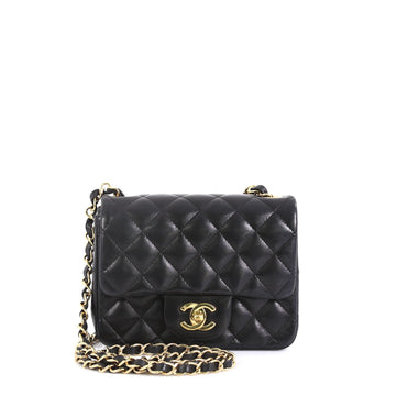 Chanel Square Classic Single Flap Bag Quilted Lambskin Mini Black 4411214