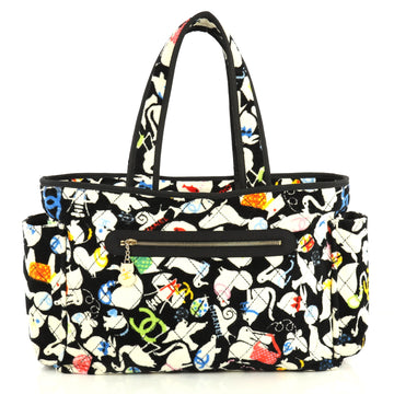 Chanel Beach Tote Quilted Printed Terry Cloth Large White 4411216