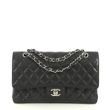 Chanel Vintage Classic Double Flap Bag Quilted Caviar Medium Black 4411217