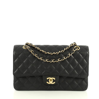 Chanel Classic Double Flap Bag Quilted Caviar Medium Black 4411218