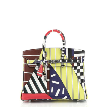 Hermes One Two Three and Away We Go Birkin Bag Limited Edition Printed Swift 25 Blue 441121