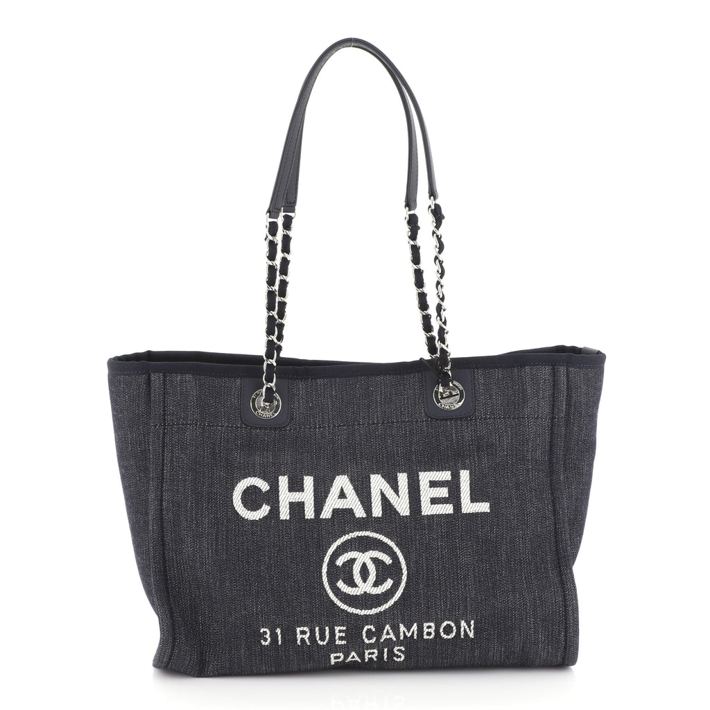 CHANEL Mixed Fibers Small Deauville Tote Light Blue 1034174