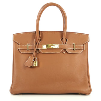 Hermes Birkin Handbag Brown Togo with Gold Hardware 30 Brown 441122