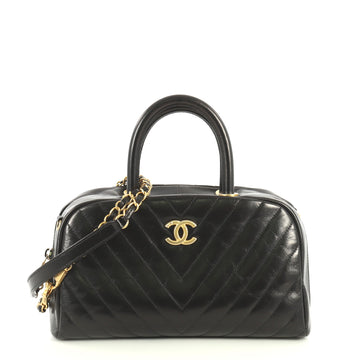 Chanel Coco Bowling Bag Chevron Glazed Calfskin Small Black 4411232