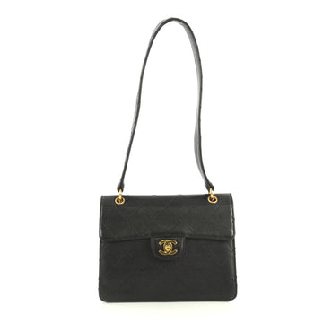 Chanel Vintage Chain Flap Shoulder Bag Quilted Caviar Small Black 4411244