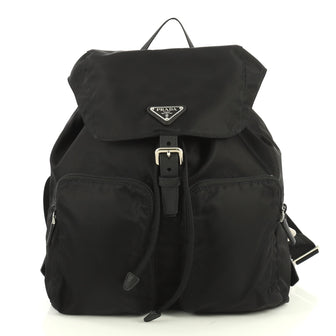 Prada Double Front Pocket Backpack Tessuto Medium Black 4411250