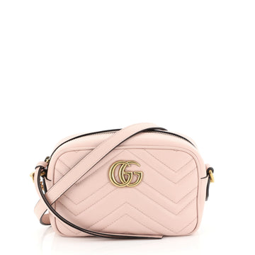 Gucci GG Marmont Shoulder Bag Matelasse Leather Mini Pink 4411273