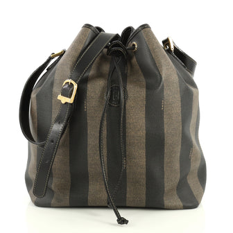 Fendi Vintage Pequin Bucket Bag Coated Canvas Large Black 4411278