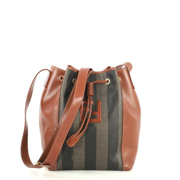 Fendi Vintage Pequin Bucket Bag Coated Canvas and Leather Small Brown 4411279