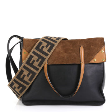Fendi Flip Grace Convertible Tote Leather with Suede Regular Black 4411280