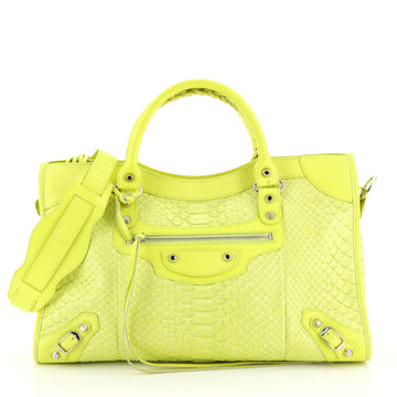 Balenciaga City Classic Studs Bag Python Medium Green 4411285