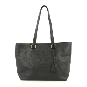 Prada Embossed Logo Tote Vitello Daino Medium Black 4411295