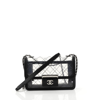 Chanel Beauty Lock Flap Bag Quilted PVC With Lambskin Mini Clear 44117...
