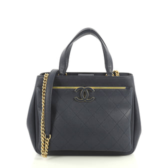 Chanel Lady Coco Shopping Tote Quilted Caviar Small Blue 441178