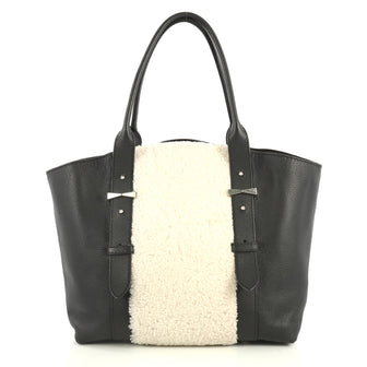 Alexander McQueen Legend Tote Shearling with Leather Medium White 441181