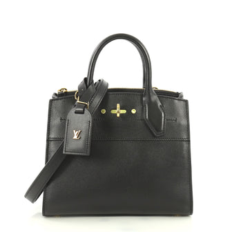 Louis Vuitton City Steamer Handbag Leather Mini Black 441201
