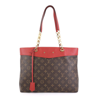Louis Vuitton Pallas Shopper Monogram Canvas and Calf Leather  Red 441241