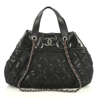 Chanel In The Mix Tote Quilted Iridescent Calfskin Large Black 441272