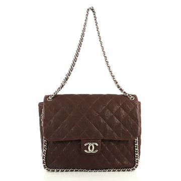 Chanel Chain Around Flap Bag Quilted Leather Maxi Red 441273