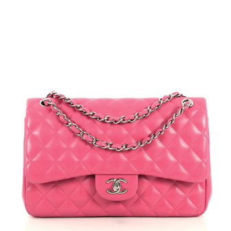 Chanel Classic Double Flap Bag Quilted Lambskin Jumbo Pink 441281
