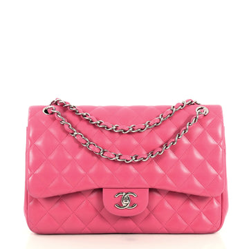 Chanel Classic Double Flap Bag Quilted Lambskin Jumbo Pink 441281