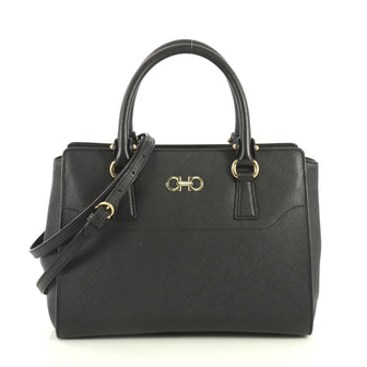 Salvatore Ferragamo Beky Handbag Saffiano Leather Small Black 441433