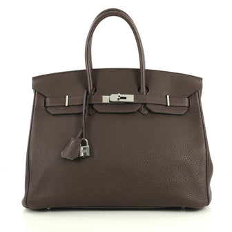 Hermes Birkin Handbag Brown Togo with Palladium Hardware 35 Brown 441471