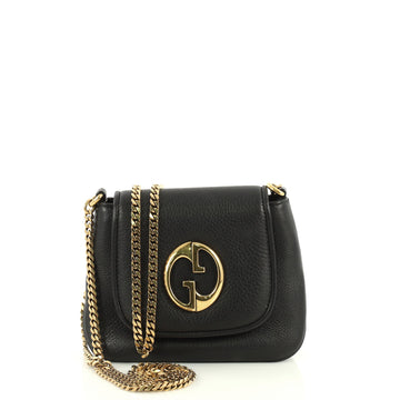 Gucci 1973 Chain Shoulder Bag Leather Small Black 441592