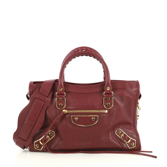 Balenciaga City Classic Metallic Edge Bag Leather Small Red 441631