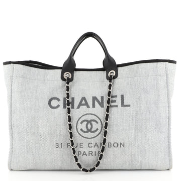 Chanel Deauville Tote Raffia XL Gray 441641