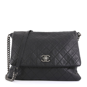 Chanel Couture Messenger Bag Quilted Calfskin Large Black 441644