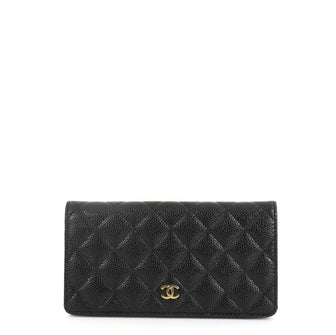Chanel L-Yen Wallet Quilted Caviar Black 441645
