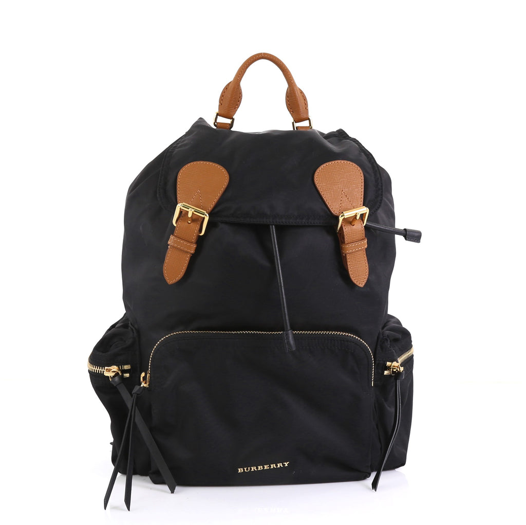 Burberry Rucksack Backpack Nylon with Leather Large Black 441672