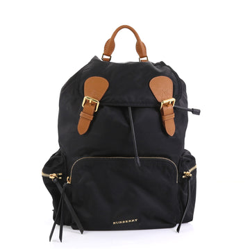 Burberry Rucksack Backpack Nylon with Leather Large Black 441672