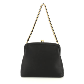 Chanel Vintage CC Kisslock Chain Bag Satin Small Black 441691