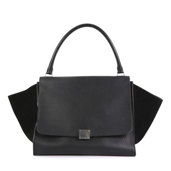 Celine Trapeze Handbag Leather Large Black 441714