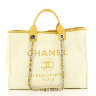 Chanel Deauville Tote Raffia Large Yellow 441882