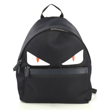 Fendi Monster Backpack Nylon with Leather Large Blue 441884