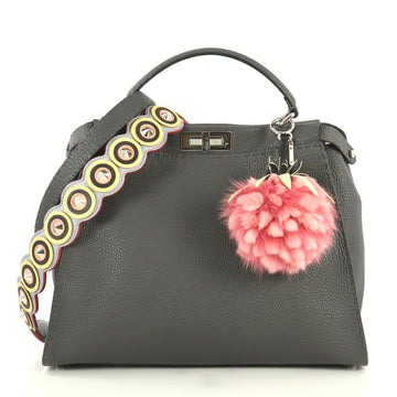 Fendi Selleria Peekaboo Bag Grainy Leather Large Gray 441921