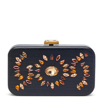 Devi Kroell Crystals Encrusted Wooden Clutch