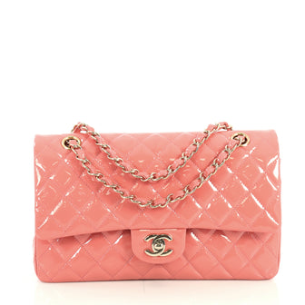 Chanel Classic Double Flap Bag Quilted Patent Medium Pink 4420210