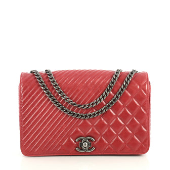 Chanel Coco Boy Flap Bag Quilted Aged Calfskin Medium Red 442021