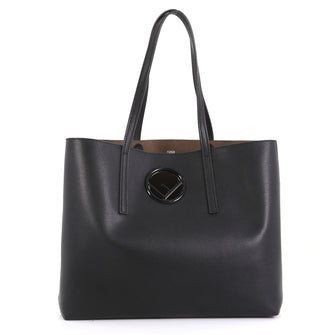 Fendi Logo Shopper Tote Leather Black 442027