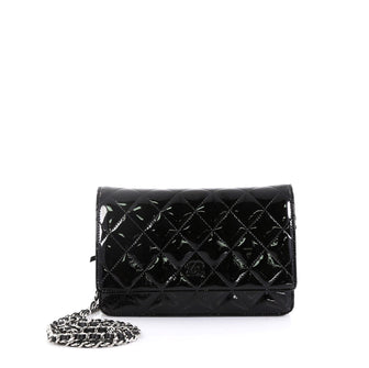 Chanel Wallet on Chain Quilted Patent Black 442029