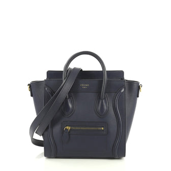 Celine Luggage Handbag Smooth Leather Nano Blue 442051