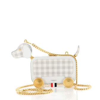 Thom Browne Rolling Dog Chain Clutch Leather  White 442111