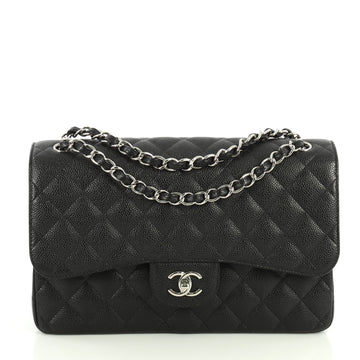 Chanel Classic Double Flap Bag Quilted Caviar Jumbo Black 442241
